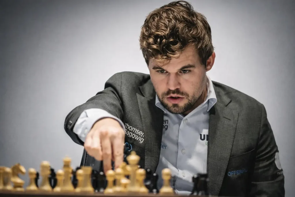 Magnus Carlsen in focused play
