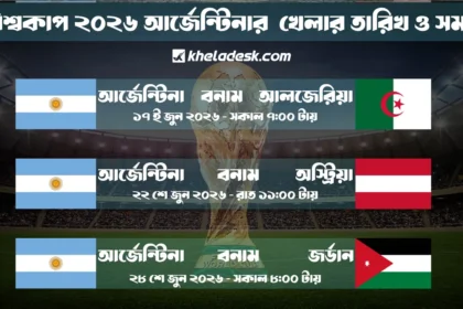 বিশ্বকাপ ২০২৬ আর্জেন্টিনার খেলার সময়সূচী