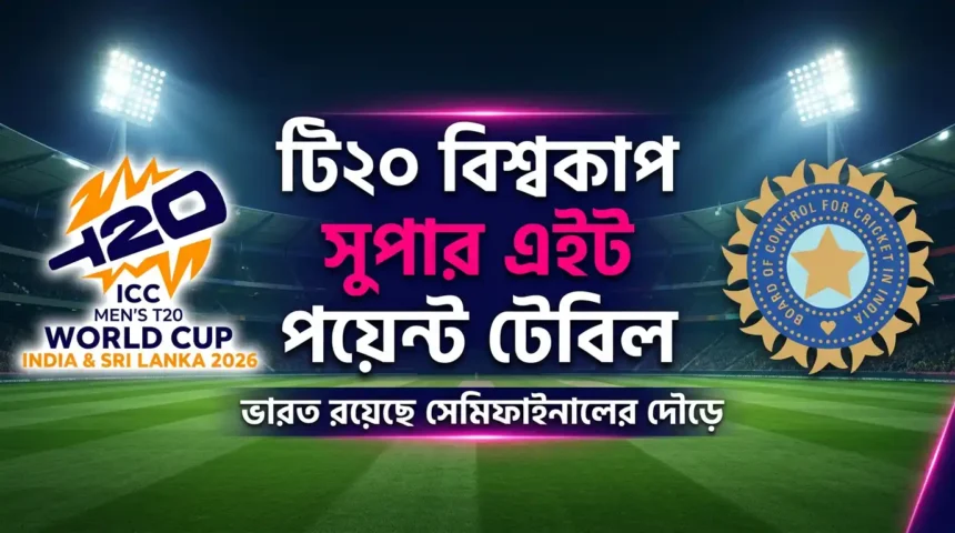 টি২০ বিশ্বকাপ সুপার এইট পয়েন্ট টেবিল ভারত রয়েছে সেমিফাইনালের দৌড়ে
