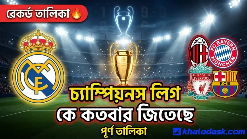 চ্যাম্পিয়নস লিগ কে কতবার জিতেছে