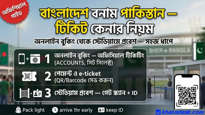 বাংলাদেশ পাকিস্তান ম্যাচের টিকিট কেনার নিয়ম: অনলাইন বুকিং থেকে স্টেডিয়ামে প্রবেশ
